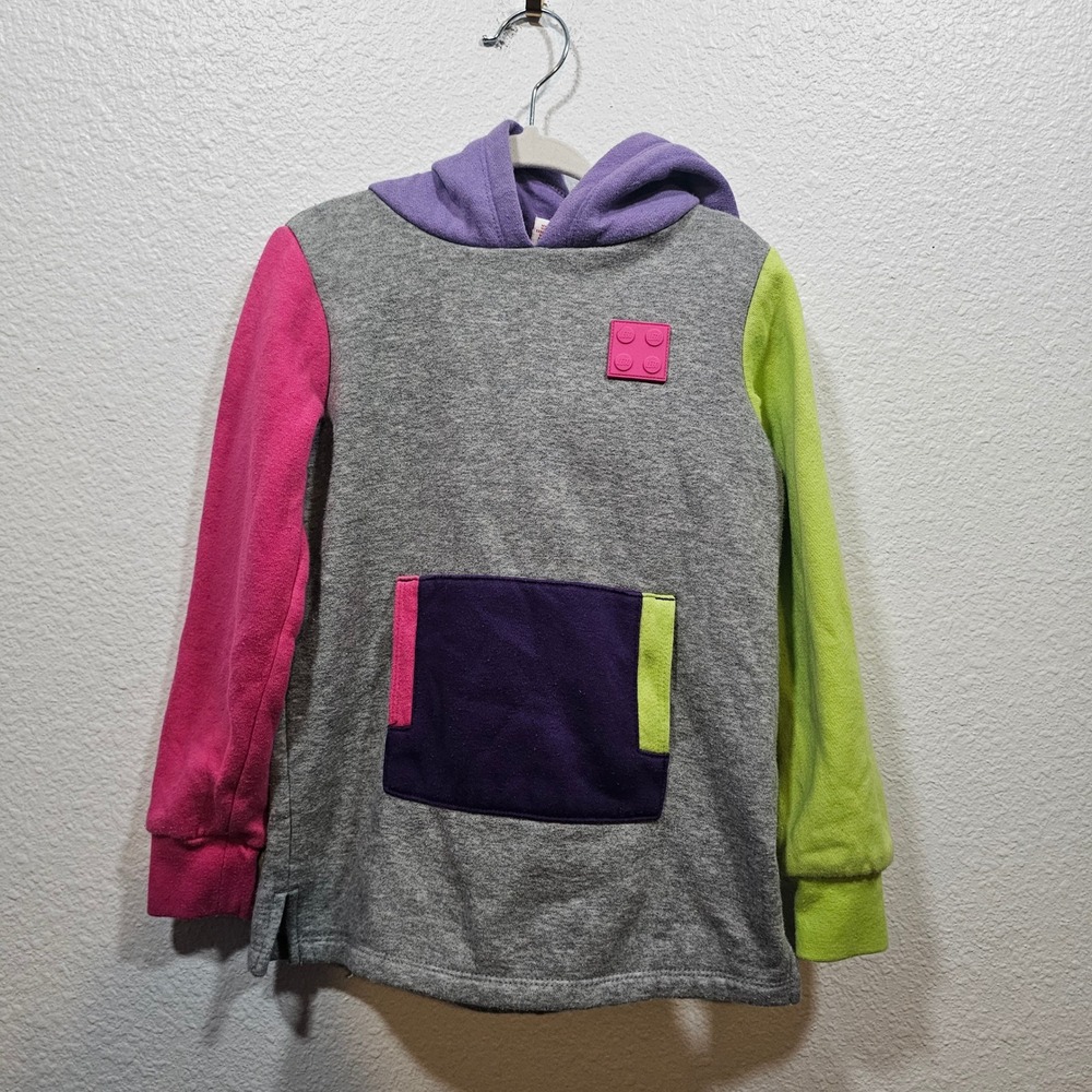 LEGO Kids Colorblock Hoodie Grey Purple Pink Green 4T Sweatshirt